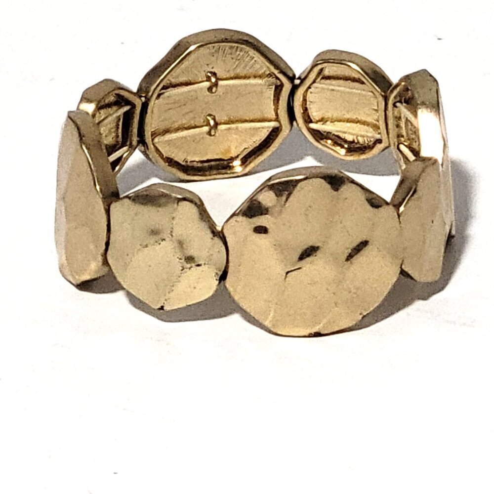 Lia Sophia Stretch Bracelet Hammered Gold Discs Honeycombed Vintage